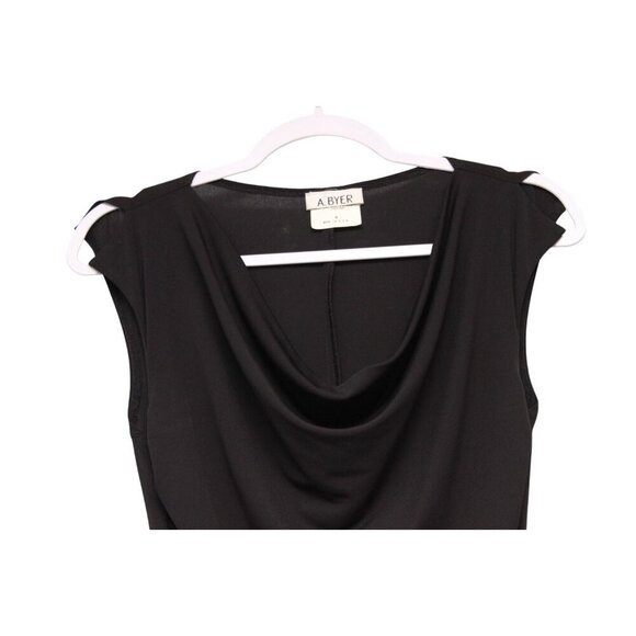 A Byer Midi Dress Size Medium Black Cowl Neck Evening Cocktail Formal Staple USA - Picture 2 of 12